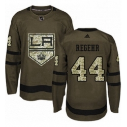 Mens Adidas Los Angeles Kings 44 Robyn Regehr Authentic Green Salute to Service NHL Jersey 