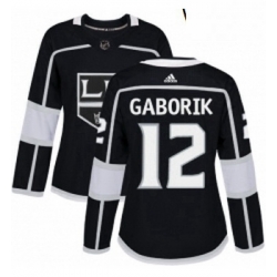 Womens Adidas Los Angeles Kings 12 Marian Gaborik Authentic Black Home NHL Jersey 