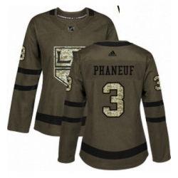 Womens Adidas Los Angeles Kings 3 Dion Phaneuf Authentic Green Salute to Service NHL Jersey 