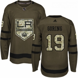 Youth Adidas Los Angeles Kings 19 Butch Goring Authentic Green Salute to Service NHL Jersey 