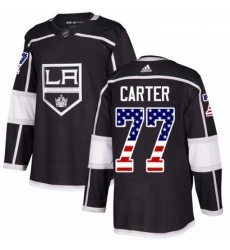 Youth Adidas Los Angeles Kings 77 Jeff Carter Authentic Black USA Flag Fashion NHL Jersey 