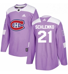 Mens Adidas Montreal Canadiens 21 David Schlemko Authentic Purple Fights Cancer Practice NHL Jersey 