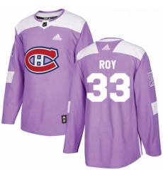 Mens Adidas Montreal Canadiens 33 Patrick Roy Authentic Purple Fights Cancer Practice NHL Jersey 