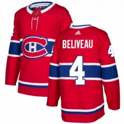 Mens Adidas Montreal Canadiens 4 Jean Beliveau Premier Red Home NHL Jersey 