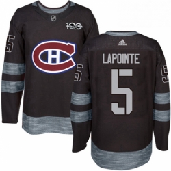 Mens Adidas Montreal Canadiens 5 Guy Lapointe Premier Black 1917 2017 100th Anniversary NHL Jersey 