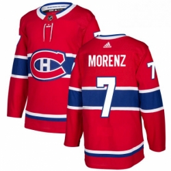 Mens Adidas Montreal Canadiens 7 Howie Morenz Authentic Red Home NHL Jersey 