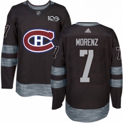 Mens Adidas Montreal Canadiens 7 Howie Morenz Premier Black 1917 2017 100th Anniversary NHL Jersey 