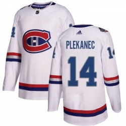 Youth Adidas Montreal Canadiens 14 Tomas Plekanec Authentic White 2017 100 Classic NHL Jersey 