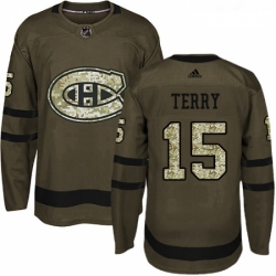 Youth Adidas Montreal Canadiens 15 Chris Terry Premier Green Salute to Service NHL Jersey 