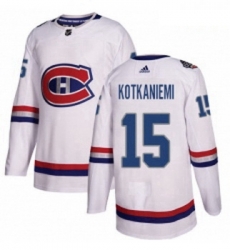 Youth Adidas Montreal Canadiens 15 Jesperi Kotkaniemi Authentic White 2017 100 Classic NHL Jersey 