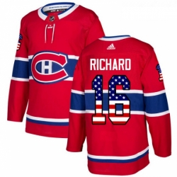 Youth Adidas Montreal Canadiens 16 Henri Richard Authentic Red USA Flag Fashion NHL Jersey 