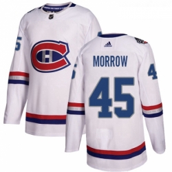 Youth Adidas Montreal Canadiens 45 Joe Morrow Authentic White 2017 100 Classic NHL Jersey 