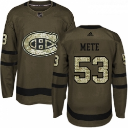 Youth Adidas Montreal Canadiens 53 Victor Mete Premier Green Salute to Service NHL Jersey 
