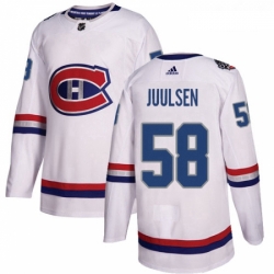 Youth Adidas Montreal Canadiens 58 Noah Juulsen Authentic White 2017 100 Classic NHL Jersey 