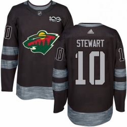 Mens Adidas Minnesota Wild 10 Chris Stewart Premier Black 1917 2017 100th Anniversary NHL Jersey 