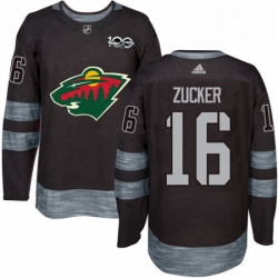 Mens Adidas Minnesota Wild 16 Jason Zucker Authentic Black 1917 2017 100th Anniversary NHL Jersey 