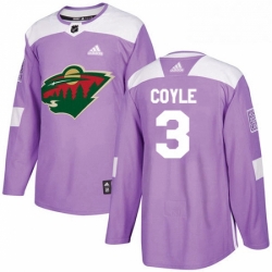 Mens Adidas Minnesota Wild 3 Charlie Coyle Authentic Purple Fights Cancer Practice NHL Jersey 