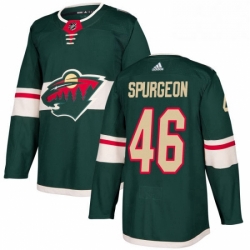 Mens Adidas Minnesota Wild 46 JaGreen Spurgeon Authentic Green Home NHL Jersey 