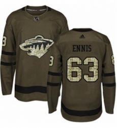 Mens Adidas Minnesota Wild 63 Tyler Ennis Premier Green Salute to Service NHL Jersey 