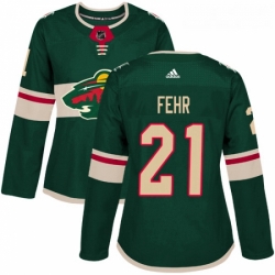 Womens Adidas Minnesota Wild 21 Eric Fehr Premier Green Home NHL Jersey 