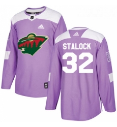 Youth Adidas Minnesota Wild 32 Alex Stalock Authentic Purple Fights Cancer Practice NHL Jersey 