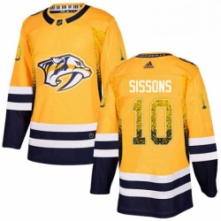 Mens Adidas Nashville Predators 10 Colton Sissons Authentic Gold Drift Fashion NHL Jersey 