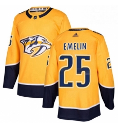 Mens Adidas Nashville Predators 25 Alexei Emelin Authentic Gold Home NHL Jersey 