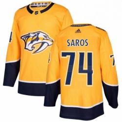 Mens Adidas Nashville Predators 74 Juuse Saros Authentic Gold Home NHL Jersey 