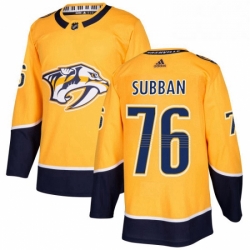 Mens Adidas Nashville Predators 76 PK Subban Authentic Gold Home NHL Jersey 