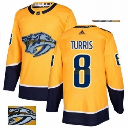 Mens Adidas Nashville Predators 8 Kyle Turris Authentic Gold Fashion Gold NHL Jersey 