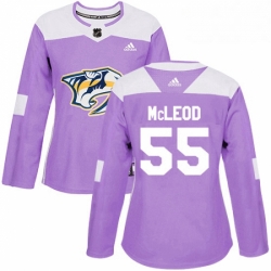Womens Adidas Nashville Predators 55 Cody McLeod Authentic Purple Fights Cancer Practice NHL Jersey 
