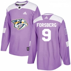 Youth Adidas Nashville Predators 9 Filip Forsberg Authentic Purple Fights Cancer Practice NHL Jersey 