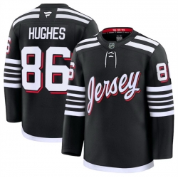 Men New Jersey Devils 86 Jack Hughes Black 2024 25 Alternate Stitched Hockey Jersey