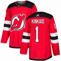 Mens Adidas New Jersey Devils 1 Keith Kinkaid Authentic Red Home NHL Jersey 