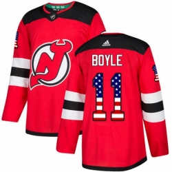 Mens Adidas New Jersey Devils 11 Brian Boyle Authentic Red USA Flag Fashion NHL Jersey 
