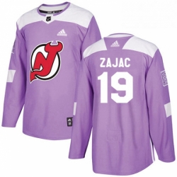 Mens Adidas New Jersey Devils 19 Travis Zajac Authentic Purple Fights Cancer Practice NHL Jersey 