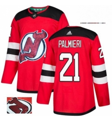 Mens Adidas New Jersey Devils 21 Kyle Palmieri Authentic Red Fashion Gold NHL Jersey 