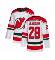 Mens Adidas New Jersey Devils 28 Damon Severson Premier White Alternate NHL Jersey 