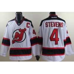 New Jersey Devils 4 STEVENS White NHL Jersey C patch