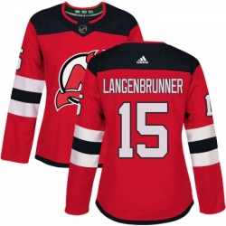 Womens Adidas New Jersey Devils 15 Jamie Langenbrunner Authentic Red Home NHL Jersey 