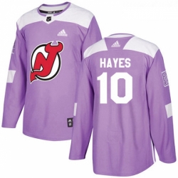 Youth Adidas New Jersey Devils 10 Jimmy Hayes Authentic Purple Fights Cancer Practice NHL Jersey 