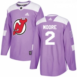 Youth Adidas New Jersey Devils 2 John Moore Authentic Purple Fights Cancer Practice NHL Jersey 