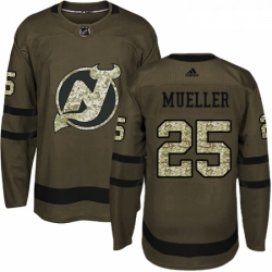 Youth Adidas New Jersey Devils 25 Mirco Mueller Authentic Green Salute to Service NHL Jersey 