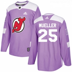 Youth Adidas New Jersey Devils 25 Mirco Mueller Authentic Purple Fights Cancer Practice NHL Jersey 