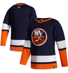 Men New York Islanders Blank Navy 2020 21 Reverse Retro Adidas Jersey