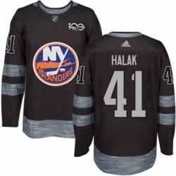 Mens Adidas New York Islanders 41 Jaroslav Halak Premier Black 1917 2017 100th Anniversary NHL Jersey 