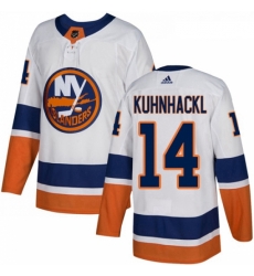 Youth Adidas New York Islanders 14 Tom Kuhnhackl Authentic White Away NHL Jersey 