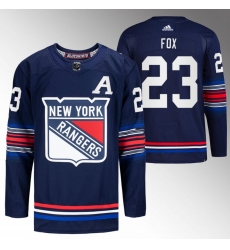 Men New York Rangers 23 Adam Fox Navy Stitched Jersey