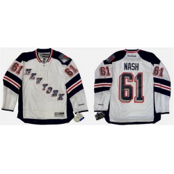 Men New York Rangers 61 Rick Nash 2014 White Stitched Hockey Jersey