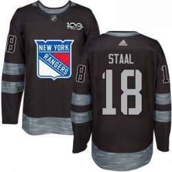 Mens Adidas New York Rangers 18 Marc Staal Authentic Black 1917 2017 100th Anniversary NHL Jersey 